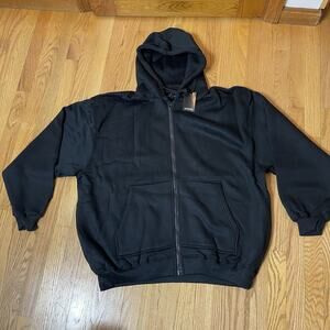 XL NEW Black Hoodie Zip Up Y2K Barcode Brand 100% Acrylic